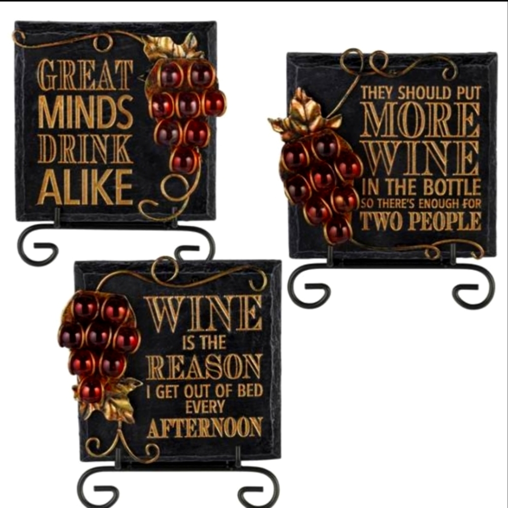 Mini stone wine message plq